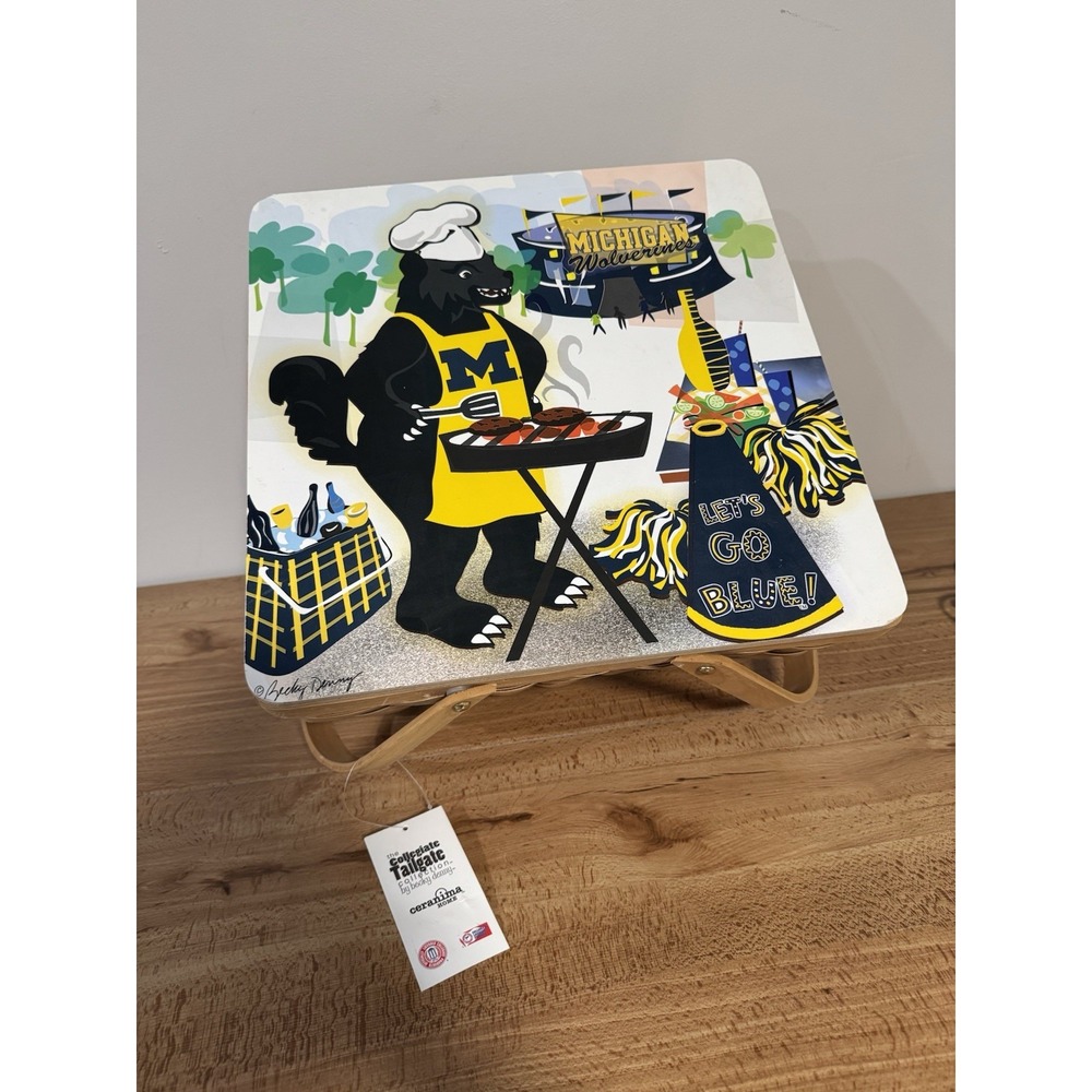 NEW University of Michigan Wolverines Becky Denny Picnic Tailgate Wicker Basket